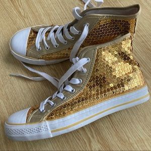 red sequin tennis shoes